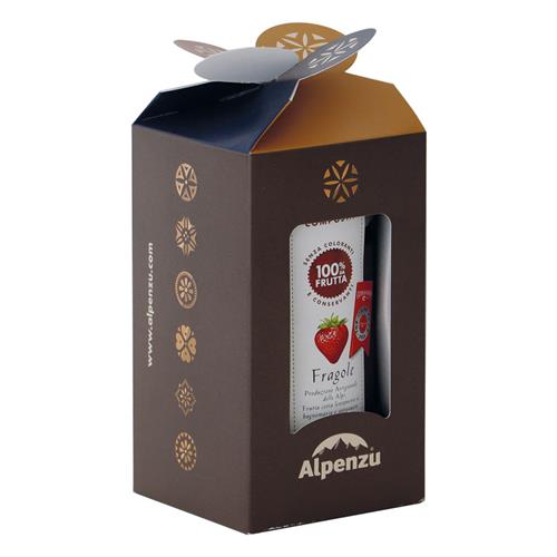 BOX WITH 1 JAR STRAWBERRIES PRESERVE WITH 100% FRUIT 350 G.
