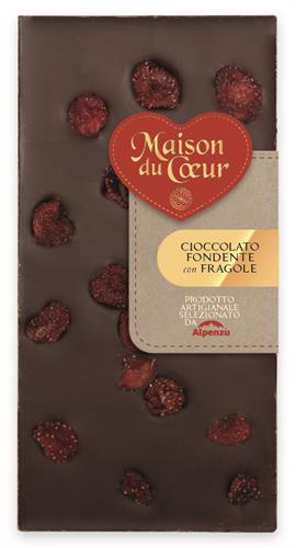 TAVOLETTA CIOCCOLATO FONDENTE CON FRAGOLE 100 G.