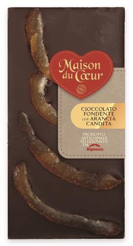 BARRE DE CHOCOLAT NOIR A L'ORANGE CONFITE 100 G.
