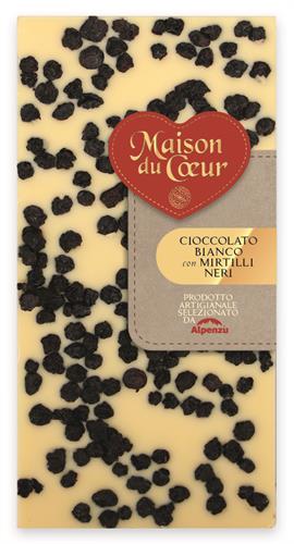 WHITE CHOCOLATE BAR WITH BLACK BLUEBERRIES 100 G.