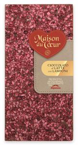 TAVOLETTA CIOCCOLATO AL LATTE CON LAMPONI 100 G.