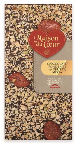 TAVOLETTA CIOCCOLATO FONDENTE CON FRUTTA MISTA 100 G.